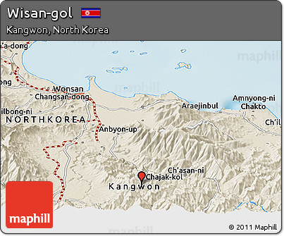 Shaded Relief Panoramic Map of Wisan-gol