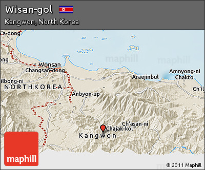 Shaded Relief Panoramic Map of Wisan-gol