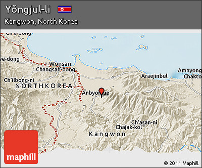 Shaded Relief Panoramic Map of Yŏngjul-li