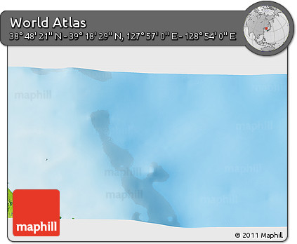 Physical 3D Map of the Area around 39° 3' 25" N, 128° 25' 30" E