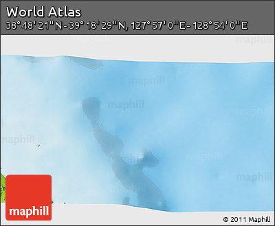 Physical 3D Map of the Area around 39° 3' 25" N, 128° 25' 30" E