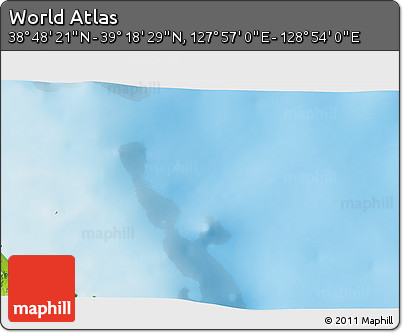 Physical 3D Map of the Area around 39° 3' 25" N, 128° 25' 30" E