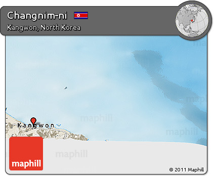 Shaded Relief Panoramic Map of Changnim-ni