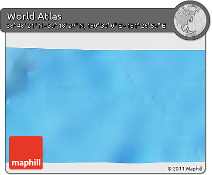 Physical 3D Map of the Area around 39° 3' 25" N, 130° 58' 29" E