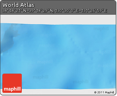 Physical 3D Map of the Area around 39° 3' 25" N, 130° 58' 29" E