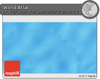 Physical 3D Map of the Area around 39° 3' 25" N, 131° 49' 29" E