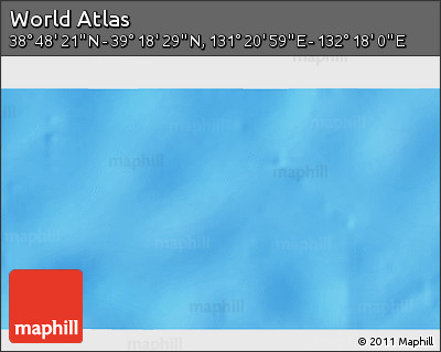 Physical 3D Map of the Area around 39° 3' 25" N, 131° 49' 29" E