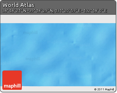 Physical 3D Map of the Area around 39° 3' 25" N, 131° 49' 29" E