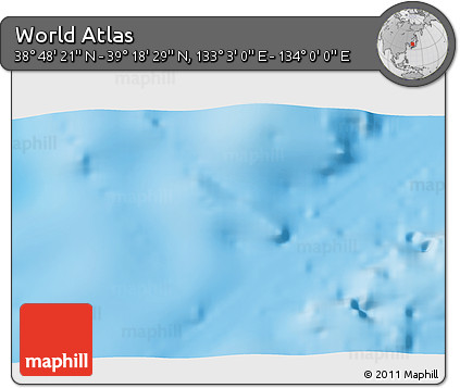 Physical 3D Map of the Area around 39° 3' 25" N, 133° 31' 30" E