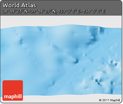 Physical 3D Map of the Area around 39° 3' 25" N, 133° 31' 30" E