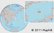 Gray Location Map of the area around 39° 3' 25" N, 134° 22' 30" E