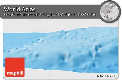 Physical Panoramic Map of the Area around 39° 3' 25" N, 134° 22' 30" E