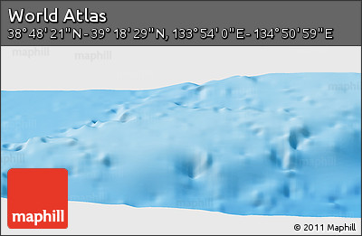 Physical Panoramic Map of the Area around 39° 3' 25" N, 134° 22' 30" E