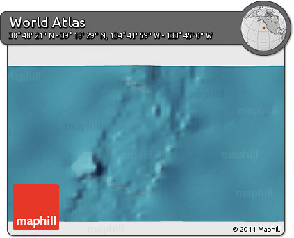 Satellite 3D Map of the Area around 39° 3' 25" N, 134° 13' 29" W