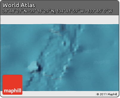 Satellite 3D Map of the Area around 39° 3' 25" N, 134° 13' 29" W
