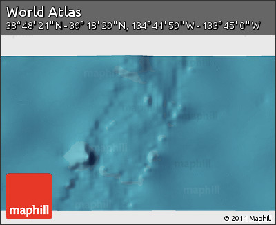 Satellite 3D Map of the Area around 39° 3' 25" N, 134° 13' 29" W