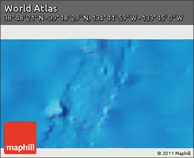 Shaded Relief 3D Map of the Area around 39° 3' 25" N, 134° 13' 29" W