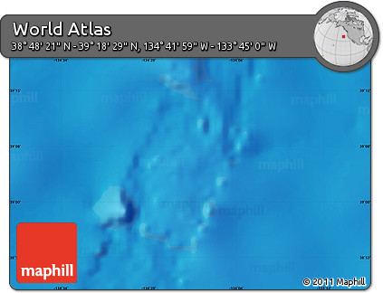 Physical Map of the Area around 39° 3' 25" N, 134° 13' 29" W