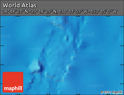 Physical Map of the Area around 39° 3' 25" N, 134° 13' 29" W