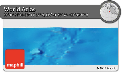 Shaded Relief Panoramic Map of the Area around 39° 3' 25" N, 134° 13' 29" W