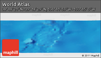 Shaded Relief Panoramic Map of the Area around 39° 3' 25" N, 134° 13' 29" W