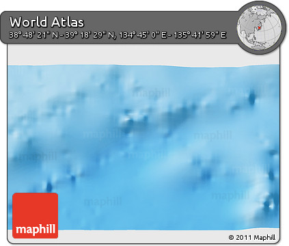 Physical 3D Map of the Area around 39° 3' 25" N, 135° 13' 29" E