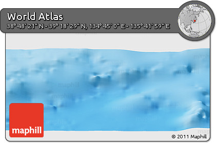 Physical Panoramic Map of the Area around 39° 3' 25" N, 135° 13' 29" E