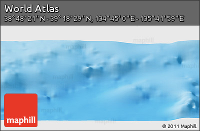 Physical Panoramic Map of the Area around 39° 3' 25" N, 135° 13' 29" E