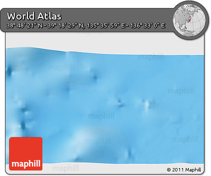 Physical 3D Map of the Area around 39° 3' 25" N, 136° 4' 29" E