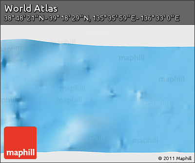 Physical 3D Map of the Area around 39° 3' 25" N, 136° 4' 29" E