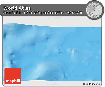 Political 3D Map of the Area around 39° 3' 25" N, 136° 4' 29" E