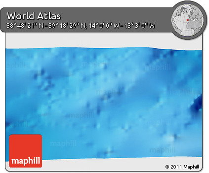 Physical 3D Map of the Area around 39° 3' 25" N, 13° 31' 30" W