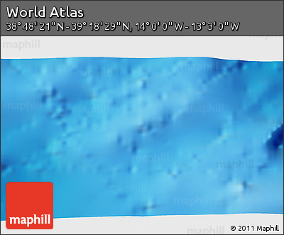 Physical 3D Map of the Area around 39° 3' 25" N, 13° 31' 30" W