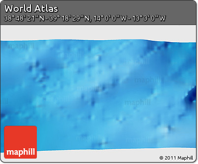 Physical 3D Map of the Area around 39° 3' 25" N, 13° 31' 30" W
