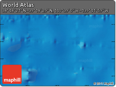 Physical Map of the Area around 39° 3' 25" N, 140° 10' 30" W
