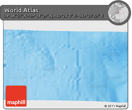 Physical 3D Map of the Area around 39° 3' 25" N, 142° 52' 30" E