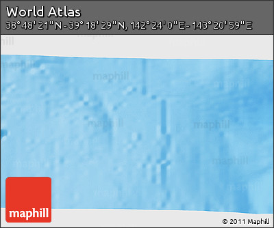 Physical 3D Map of the Area around 39° 3' 25" N, 142° 52' 30" E