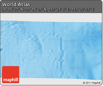 Physical 3D Map of the Area around 39° 3' 25" N, 142° 52' 30" E