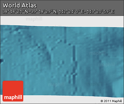 Satellite 3D Map of the Area around 39° 3' 25" N, 142° 52' 30" E