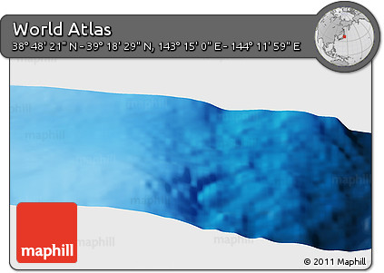 Physical Panoramic Map of the Area around 39° 3' 25" N, 143° 43' 29" E