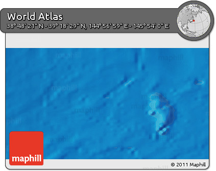 Physical 3D Map of the Area around 39° 3' 25" N, 145° 25' 30" E