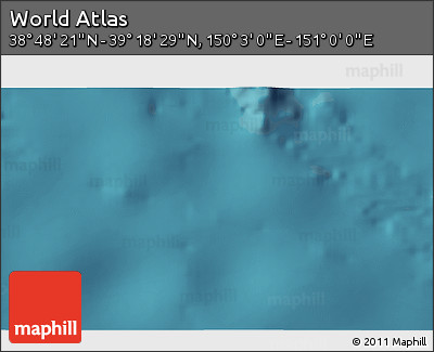 Satellite 3D Map of the Area around 39° 3' 25" N, 150° 31' 30" E