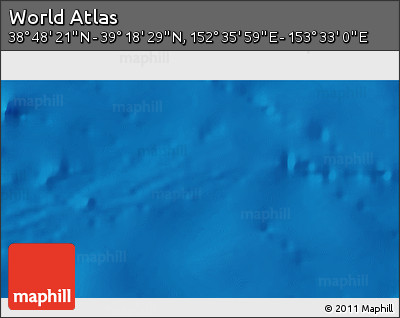 Physical 3D Map of the Area around 39° 3' 25" N, 153° 4' 29" E