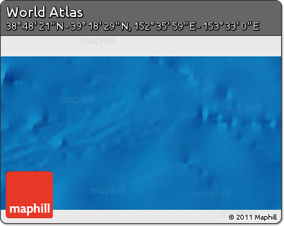 Physical 3D Map of the Area around 39° 3' 25" N, 153° 4' 29" E