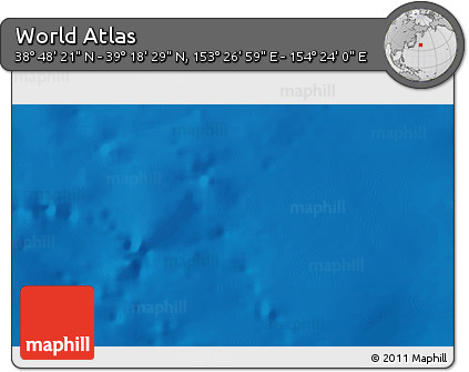 Physical 3D Map of the Area around 39° 3' 25" N, 153° 55' 30" E