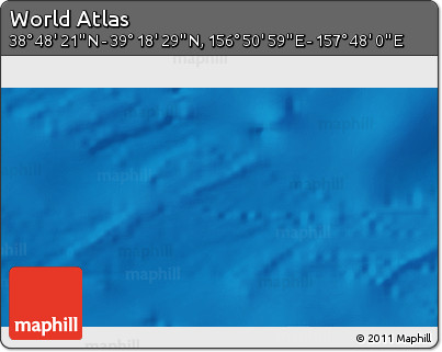 Physical 3D Map of the Area around 39° 3' 25" N, 157° 19' 29" E