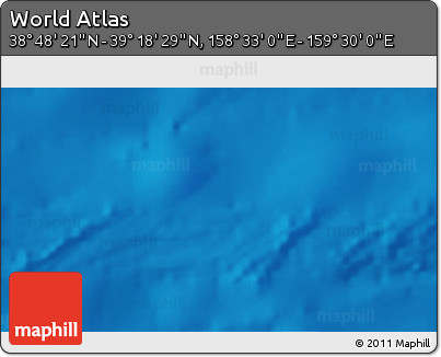 Physical 3D Map of the Area around 39° 3' 25" N, 159° 1' 30" E