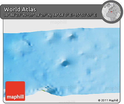 Physical 3D Map of the Area around 39° 3' 25" N, 15° 22' 30" E