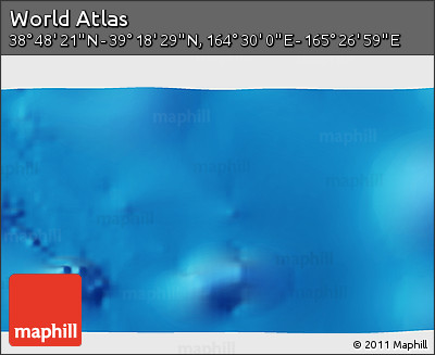 Physical 3D Map of the Area around 39° 3' 25" N, 164° 58' 29" E