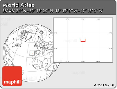 Blank Location Map of the Area around 39° 3' 25" N, 17° 46' 29" W